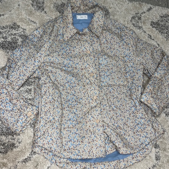 Mango quilted ditsy floral print jacket in light blue NWOT - Picture 11 of 16